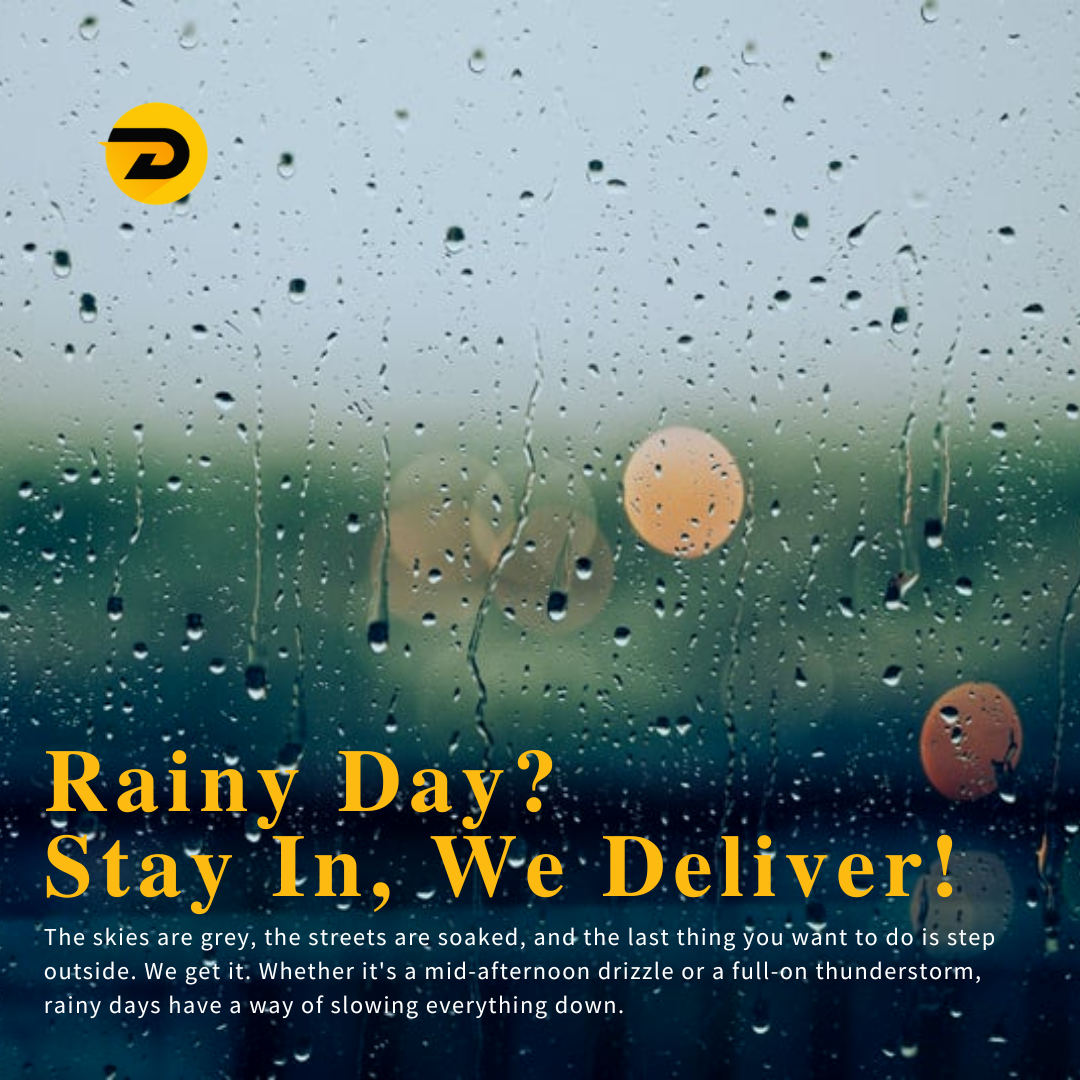 Rainy Day? Stay In, We Deliver! ☔🚴‍♂️